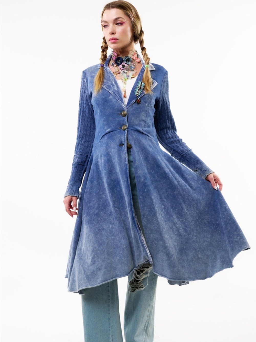 NWT Aratta Captain General Coat- XS Denim Wash - Picture 6 of 6